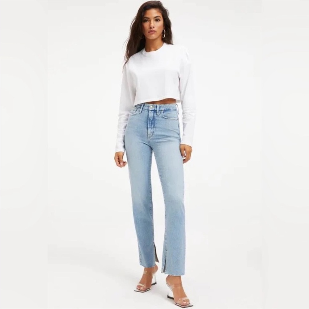 Good American Light Blue Straight Leg Jeans